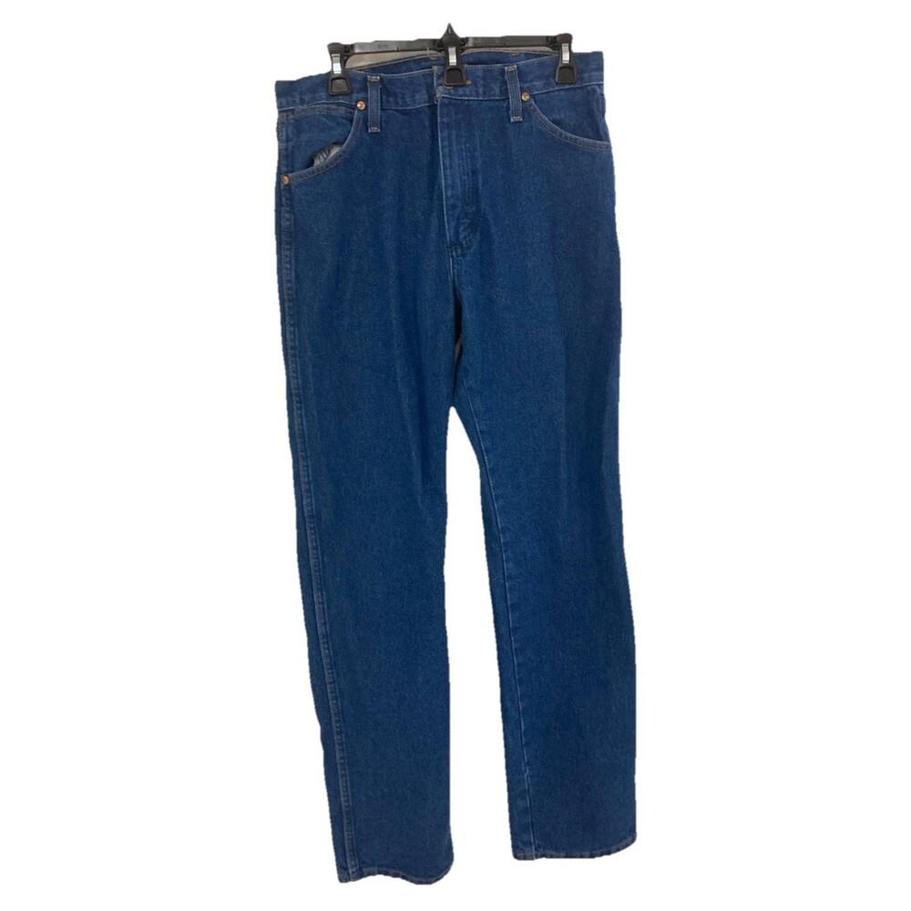 Men's Wrangler Cowboy Cut Original Fit Jeans Prewashed Dark Wash Blue Size 32x34